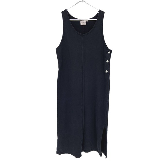 San Francisco Clothing Co Black Sleeveless Midi Dress Side Shell Button Size L - Picture 1 of 8